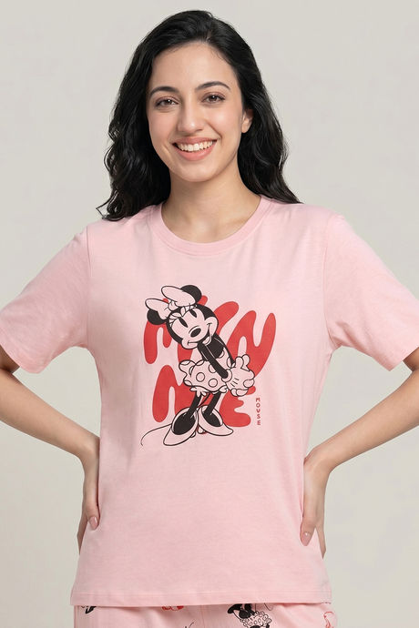 Zivame Minnie Mouse Knit Cotton Loungewear Set - Gossamer Pink — image 3